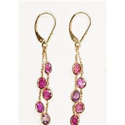 #6-14KT YELLOW GOLD PINK SAPPHIRE EARRINGS