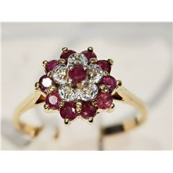 #8-10KT YELLOW GOLD RUBY & DIAMOND RING