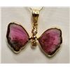 Image 2 : #9-14KT YELLOW GOLD BUTTERFLY PENDANT WITH CHAIN
