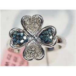 #12-STERLING SILVER FOUR CLOVES HEART SHAPE RING