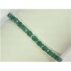 #14-STERLING SILVER EMERALD BRACELET