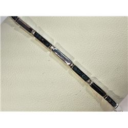 #19-STERLING SILVER BLUE DIAMOND BRACELET