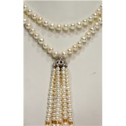 #23-STERLING SILVER PEARL & CUBIC ZIRCONIA NECKLAC
