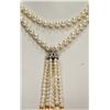Image 1 : #23-STERLING SILVER PEARL & CUBIC ZIRCONIA NECKLAC