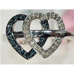#25-STERLING SILVER DIAMOND HEART SHAPE RING