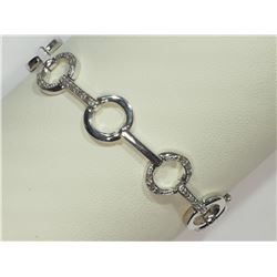 #34-STERLING SILVER DIAMOND BRACELET
