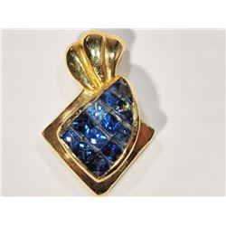 #35-18KT YELLOW GOLD SAPPHIRE PENDANT