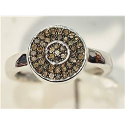 #37-STERLING SILVER BROWN DIAMOND RING