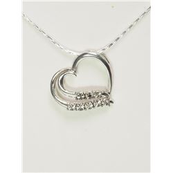 #45-STERLING SILVER HEART SHAPE PENDANT WITH CHAIN