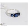 Image 1 : #101  BLUE SAPPHIRE & CZ RING .925 STERLING SILVER