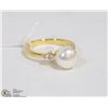 Image 1 : # 82 FRESH WATER PEARL & CZ  RING .925 STERLING SI