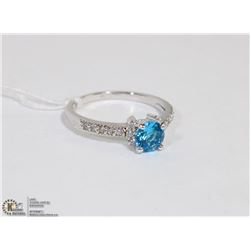#97 BLUE TOPAZ & CZ RING .925 STERLING SILVER RING