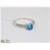 Image 1 : #97 BLUE TOPAZ & CZ RING .925 STERLING SILVER RING