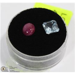 #71  NATURAL RED RUBY & BLUE TOPAZ GEMSTONE 5.5CT