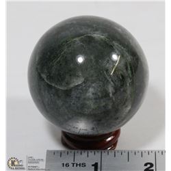 #2 NATURAL GREEN AGATE SPHERE BALL +STAND