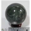 Image 1 : #2 NATURAL GREEN AGATE SPHERE BALL +STAND