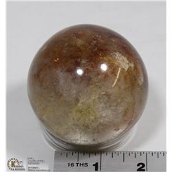 #1 GOLDEN BROWN AGATE CRYSTAL QUARTZ SPHERE BALL