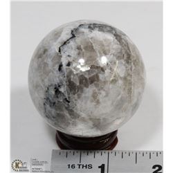 #3 NATURAL MOON STONE SPHERE BALL + STAND
