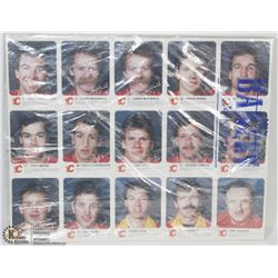 UNCUT SHEETS OF VINTAGE CALGARY FLAMES NHL CARDS