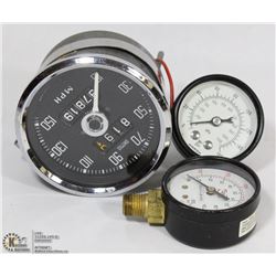 3 VINTAGE GAUGES - SMITHS SPEEDOMETER & 2 PSI