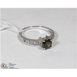 #94 PERIDOT & CZ .925 STERLING SILVER RING