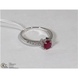 #93 RED RUBY &CZ .925 STERLING SILVER RING