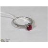 Image 1 : #93 RED RUBY &CZ .925 STERLING SILVER RING