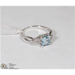 #146 GENUINE BLUE TOPAZ & CZ RING .925 STERLING SI