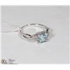 Image 1 : #146 GENUINE BLUE TOPAZ & CZ RING .925 STERLING SI