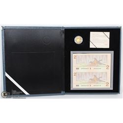 CANADIAN $2 DOLLAR BILL AND COIN SET WITH COA IN