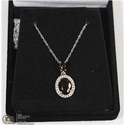 #133  GENUINE RED GARNET PENDANT NECKLACE