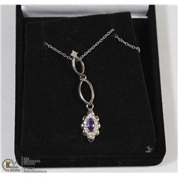 #131 GENUINE AMETHYST& CZ  PENDANT NECKLACE