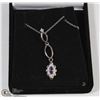 Image 1 : #131 GENUINE AMETHYST& CZ  PENDANT NECKLACE