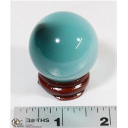 #18- BLUE CAT EYE CRYSTAL SPHERE BALL +STAND