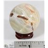 Image 1 : #7 GREEN ONYX SPHERE BALL + STAND