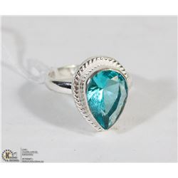 #119 SWISS BLUE TOPAZ GEMSTONE RING , SIZE 9