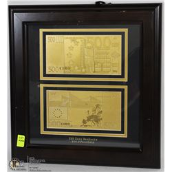 FRAMED 500 EURO BANK NOTE FOILS