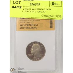 GRADED 1980 S WASHINGTON QUARTER  PROOF CAMEO