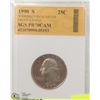Image 1 : GRADED 1990 S 25 CENT QUARTER PROOF CAMEO