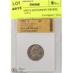 GRADED 1982 S JEFFERSON NICKEL PROOF CAMEO