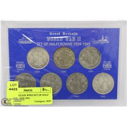 GREAT BRITAIN WWII SET OF HALF CROWNS  1939-1945