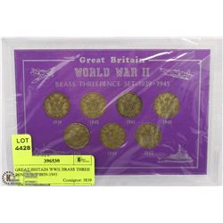 GREAT BRITAIN WWII BRASS THREE PENCE SET 1939-1945