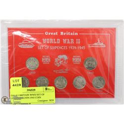 GREAT BRITAIN WWII SET OF SIXPENSES 1939-1945 COIN