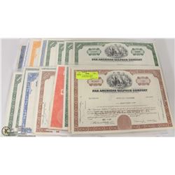 LOT OF 14 ASSORTED STOCK CERTIFICATES FROM 1960'S