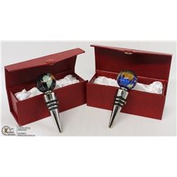2 NATURAL GEM STONE WORLD WINE STOPPERS