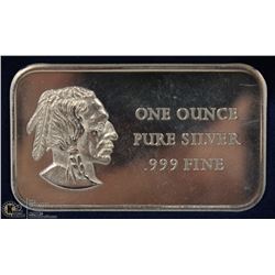 1-OZ PURE SILVER BAR INDIAN HEAD