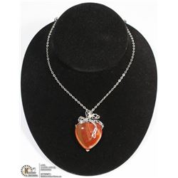 RED AGATE HEART PENDANT W/ 18" CHAIN