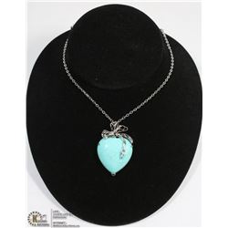TURQUOISE HEART PENDANT W/ 18" CHAIN