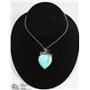 Image 1 : TURQUOISE HEART PENDANT W/ 18" CHAIN