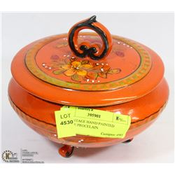 154) VINTAGE HAND PAINTED ORANGE PORCELAIN